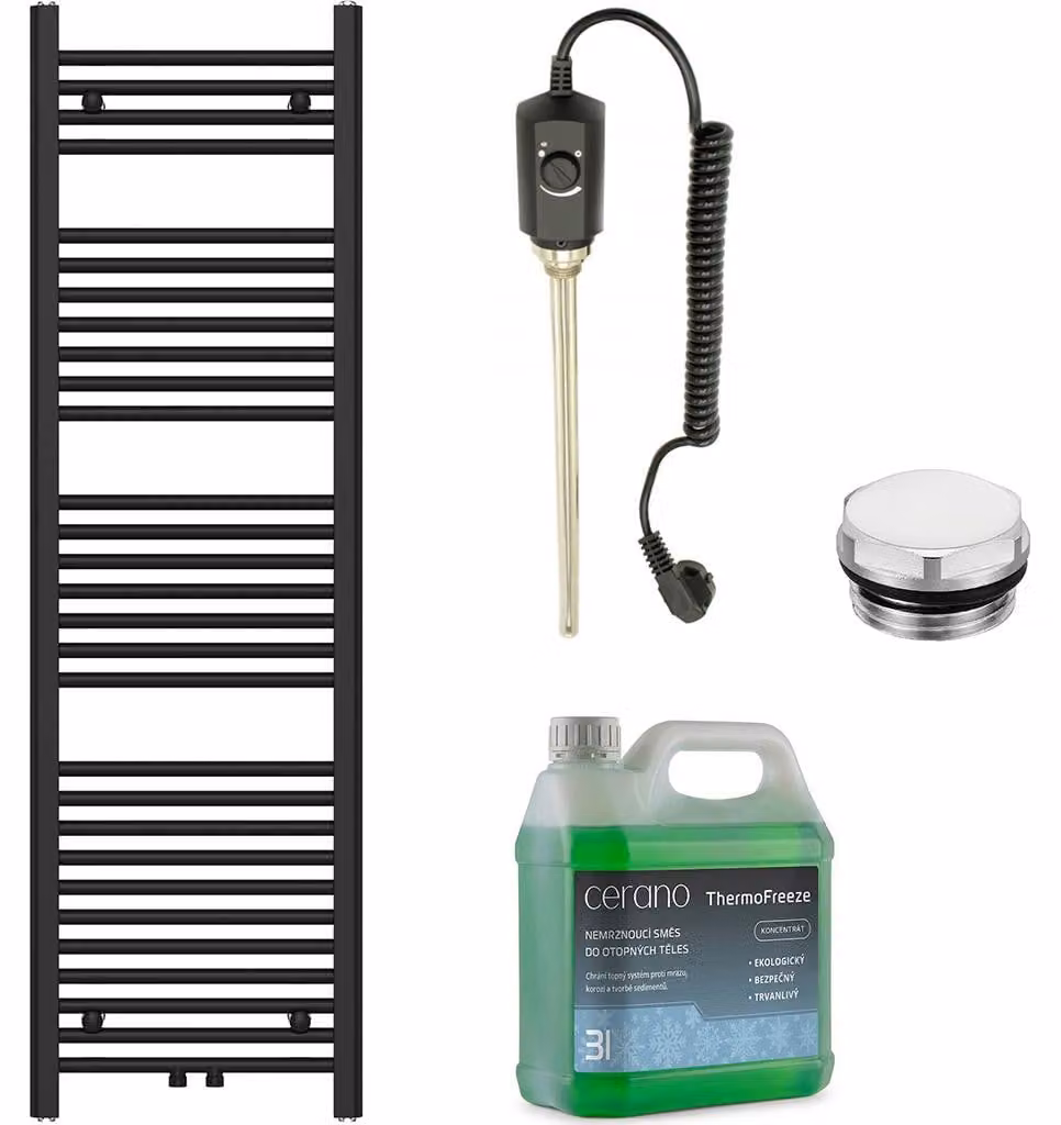 Kit radiatore elettrico da bagno Benito - 600W - nero opaco - 1500x450 mm