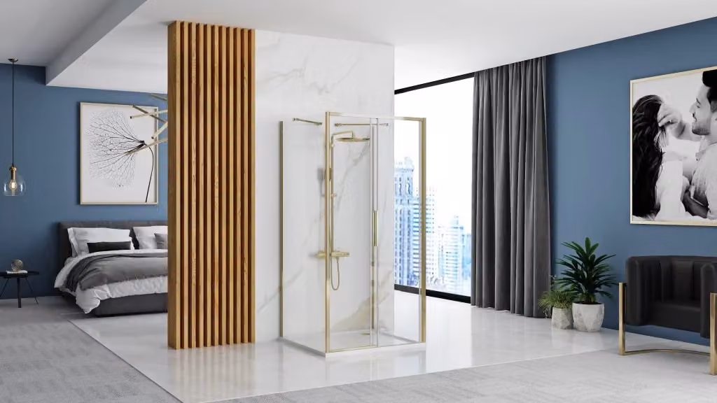 Cabina Doccia Rettangolare Rea Rapid Slide Gold con Vetro Easy Clean L: 130 cm, P: 80 cm – 2