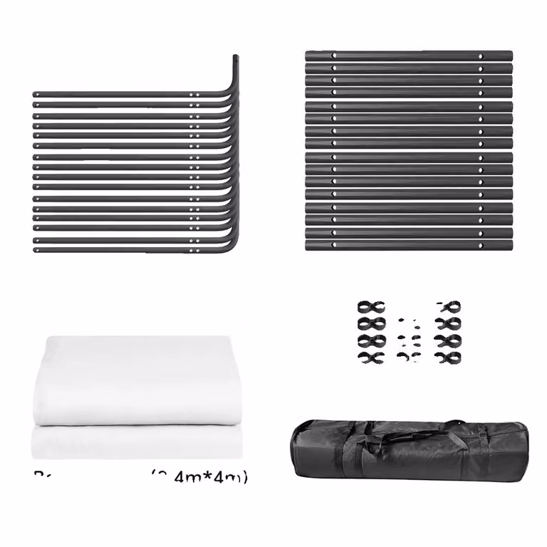 Supporto per sfondi fotografici, sfondi da 2,4 m x 4 m, inclusa borsa per il trasporto, kit bianco