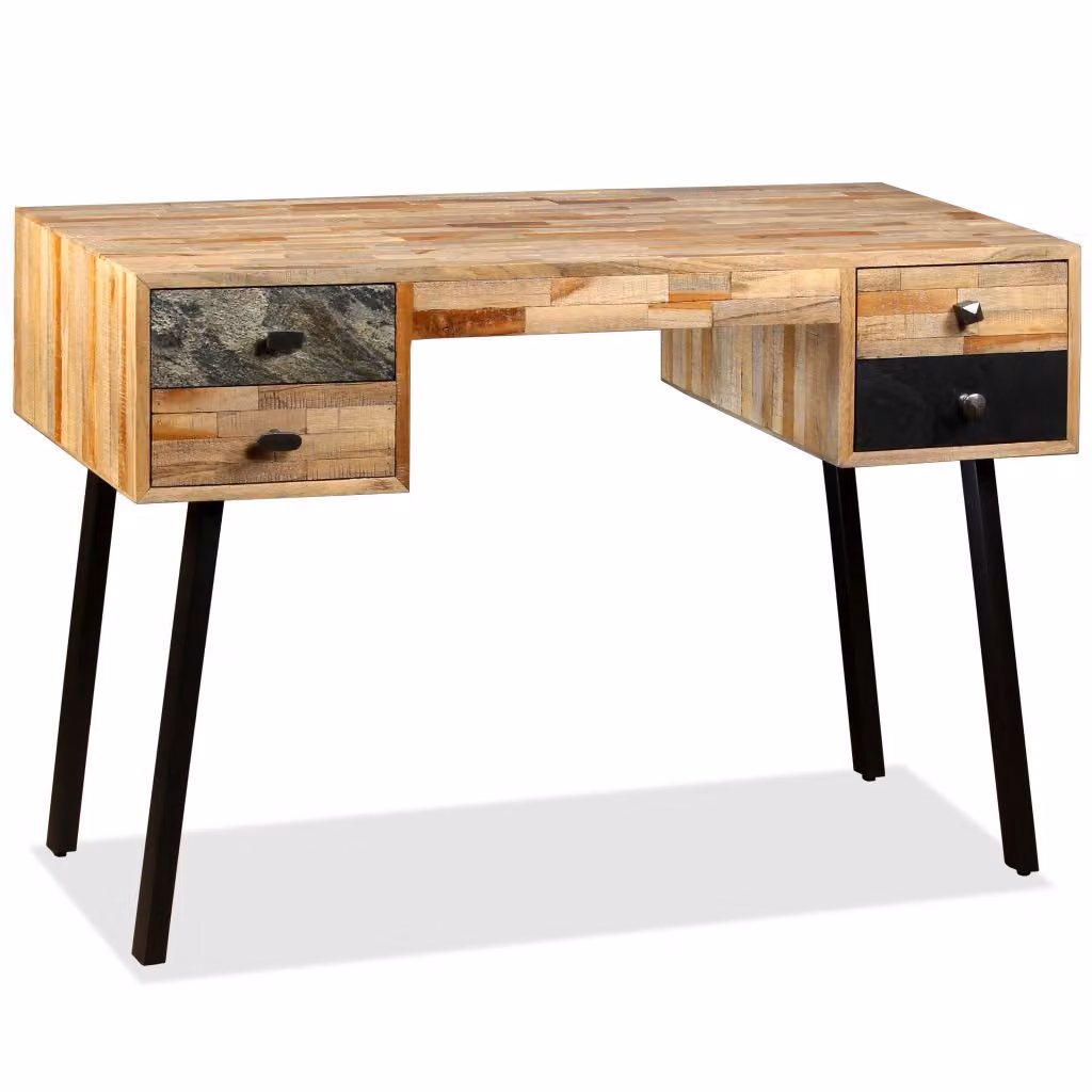 Scrivania in legno massiccio di teak recuperato 110 × 50 × 76 cm