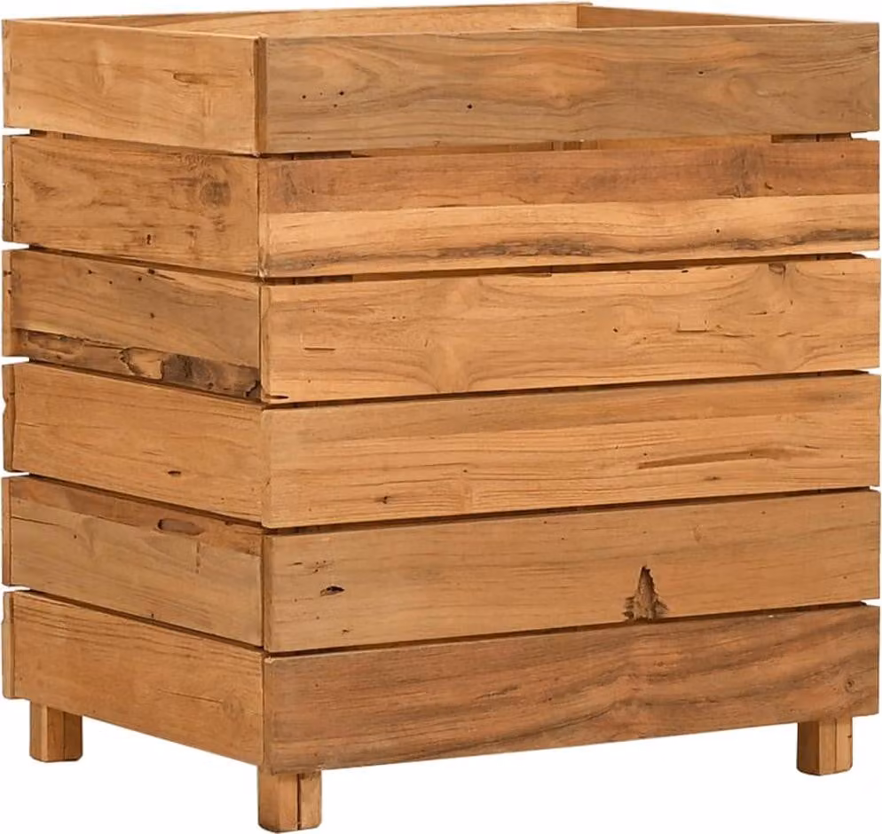 vidaXL Letto rialzato 50x40x55 cm in legno di recupero teak e acciaio