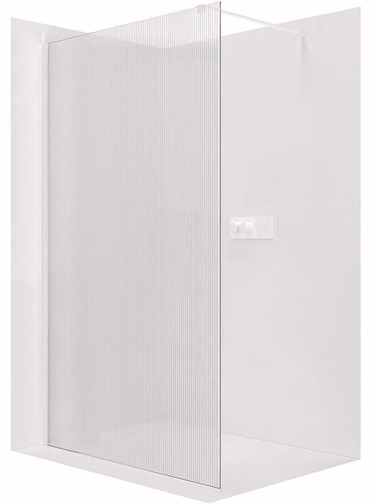 Pannello doccia angolare Walk-in Onyx Cube L/P - 8 mm - montante quadrato - bianco opaco, vetro smerigliato - 100x200 cm