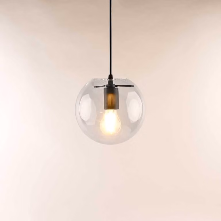 s.luce Orb sfera di vetro lampada a sospensione lampada a sospensione lampada a sospensione lampada di vetro nero/chiaro Ø 20cm rotonda