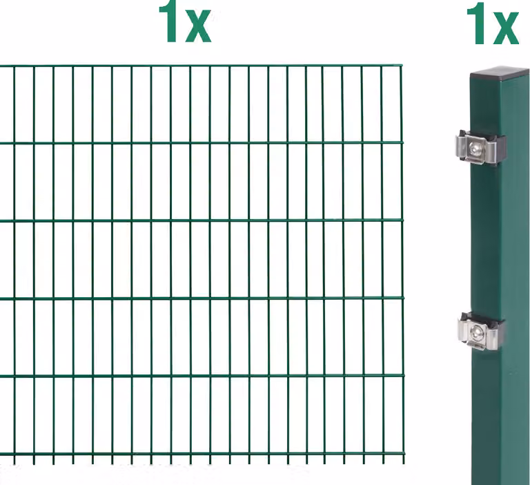 Recinzione a doppia rete metallica Alberts - set di prolunghe, altezza 100 cm, lunghezza 2 m, verde, per la posa nel calcestruzzo