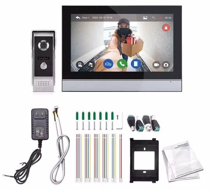 Videocitofono cablato - Schermo touchscreen da 7 pollici - Telecamera HD 1080P - Nero
