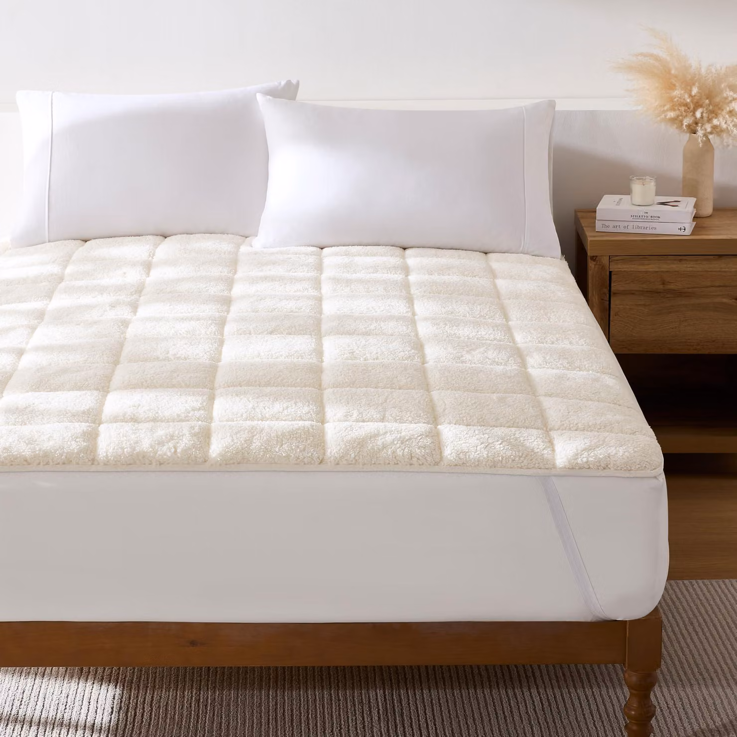 Coprimaterasso, modello Sherpa, reversibile, 90 x 200 cm, color beige