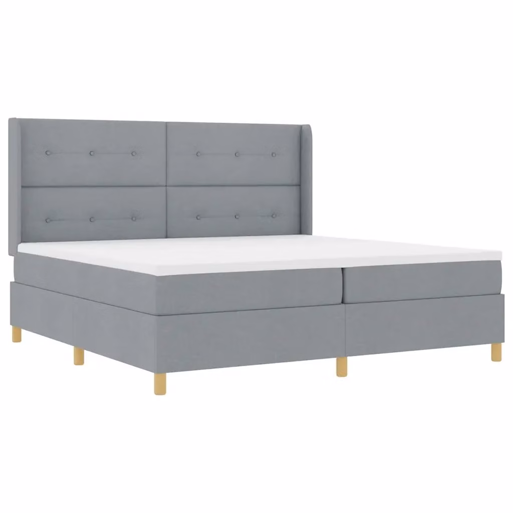 Letto moderno vidaXL con molle a tasche e testiera imbottita in tessuto grigio L/P: 200 x 200 cm – 2