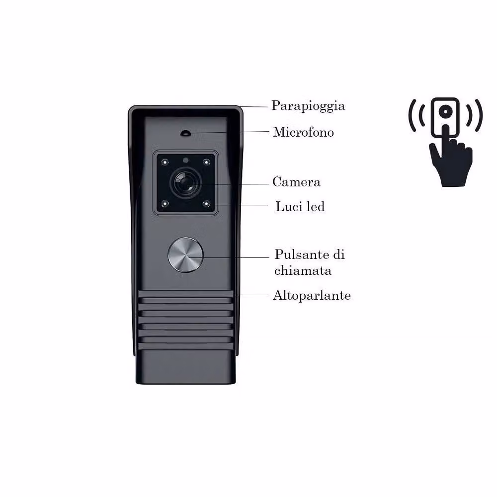 Kit Videocitofono Monofamiliare Trade Shop con Monitor da 7 pollici, Telecamera e Funzione Apriporta, Nero – 2