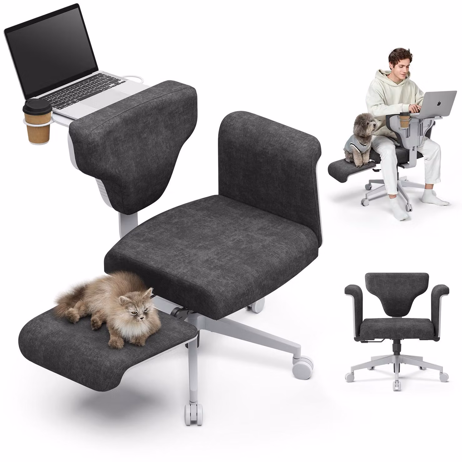 Sedia da ufficio ergonomica - Braccioli regolabili in 8 posizioni - Tessuto a rete traspirante - Ruote girevoli - Sedia girevole
