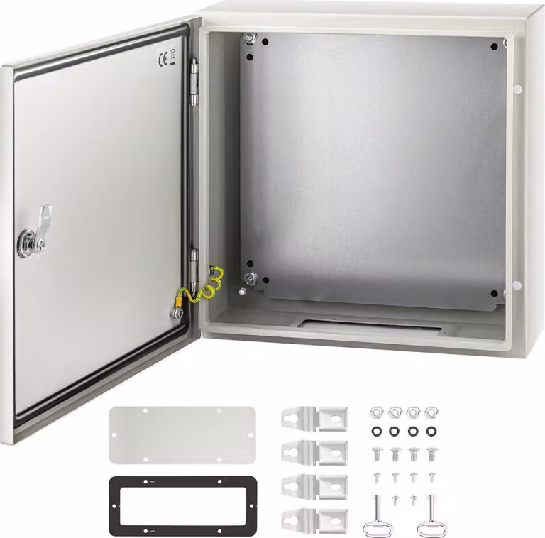 Armadio in acciaio NEMA, 16 x 16 x 6'' Scatola elettrica in acciaio NEMA 4X, IP66 impermeabile e resistente alla polvere, scatola di derivazione elettrica per esterni/interni, con piastra di montaggio