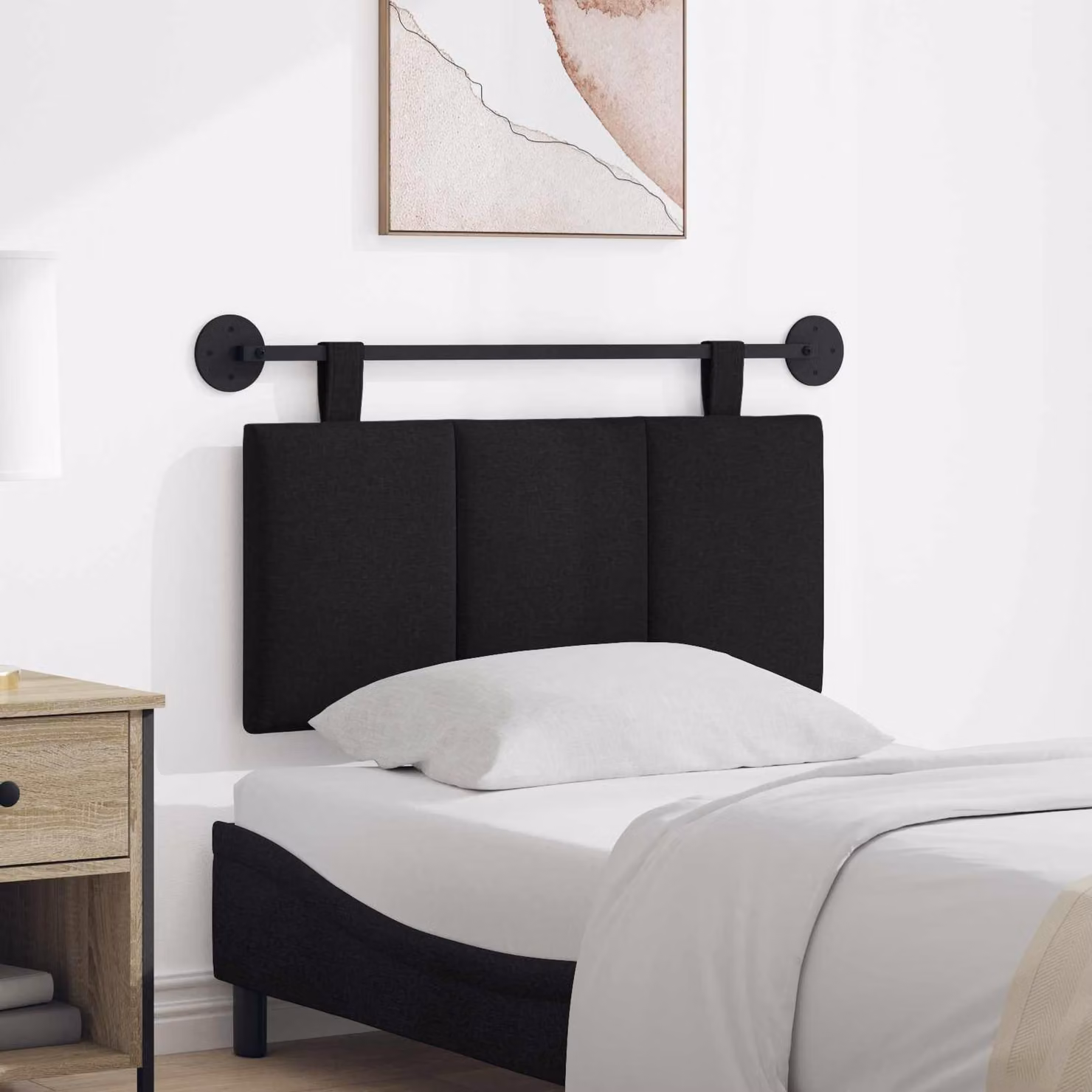 Testiera sospesa moderna vidaXL in tessuto nero con pannello imbottito L: 90 cm, H: 55 cm, P: 5 cm