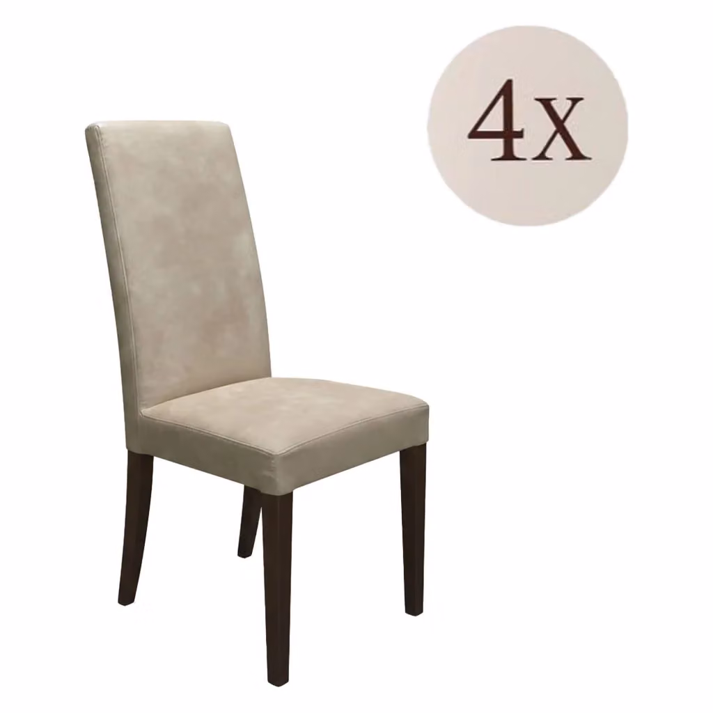 Set di 4 sedie DMORA in velluto beige con struttura in legno noce per cucina e soggiorno – 2