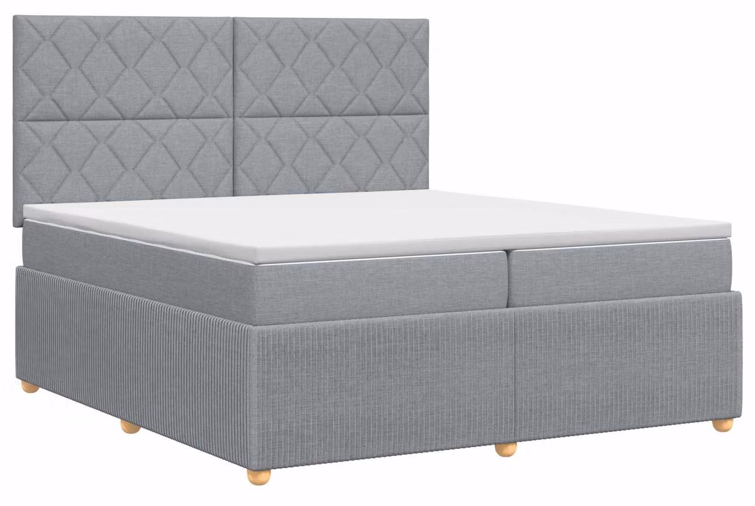 Letto a molle con materasso grigio chiaro 200 x 200 cm in tessuto