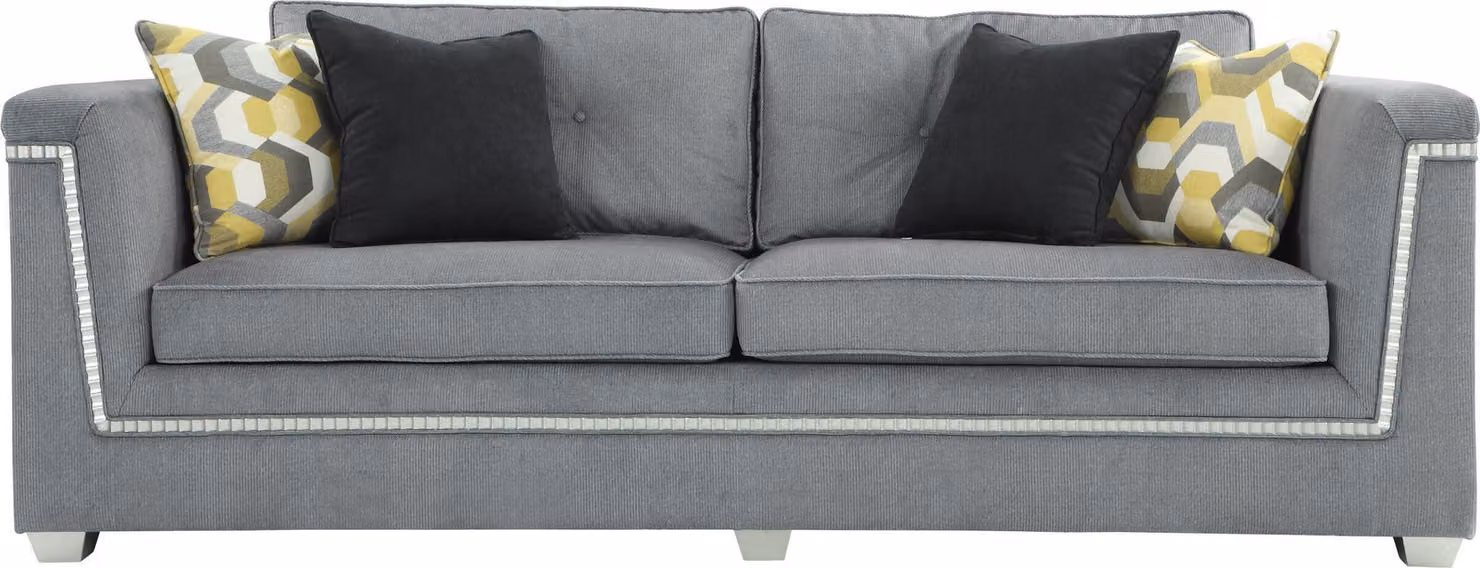 Sofagarnitur 3+1 Grau Wohnzimmer Textil Polstermöbel Modernes Sofa Sessel