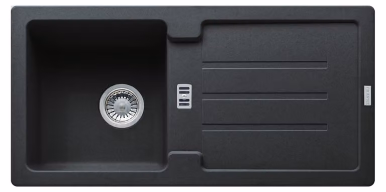 Franke lavello STRATA STG 614 Onyx con valvola a spina / dimensioni di incasso: 840 x 415 cm / lavello da appoggio