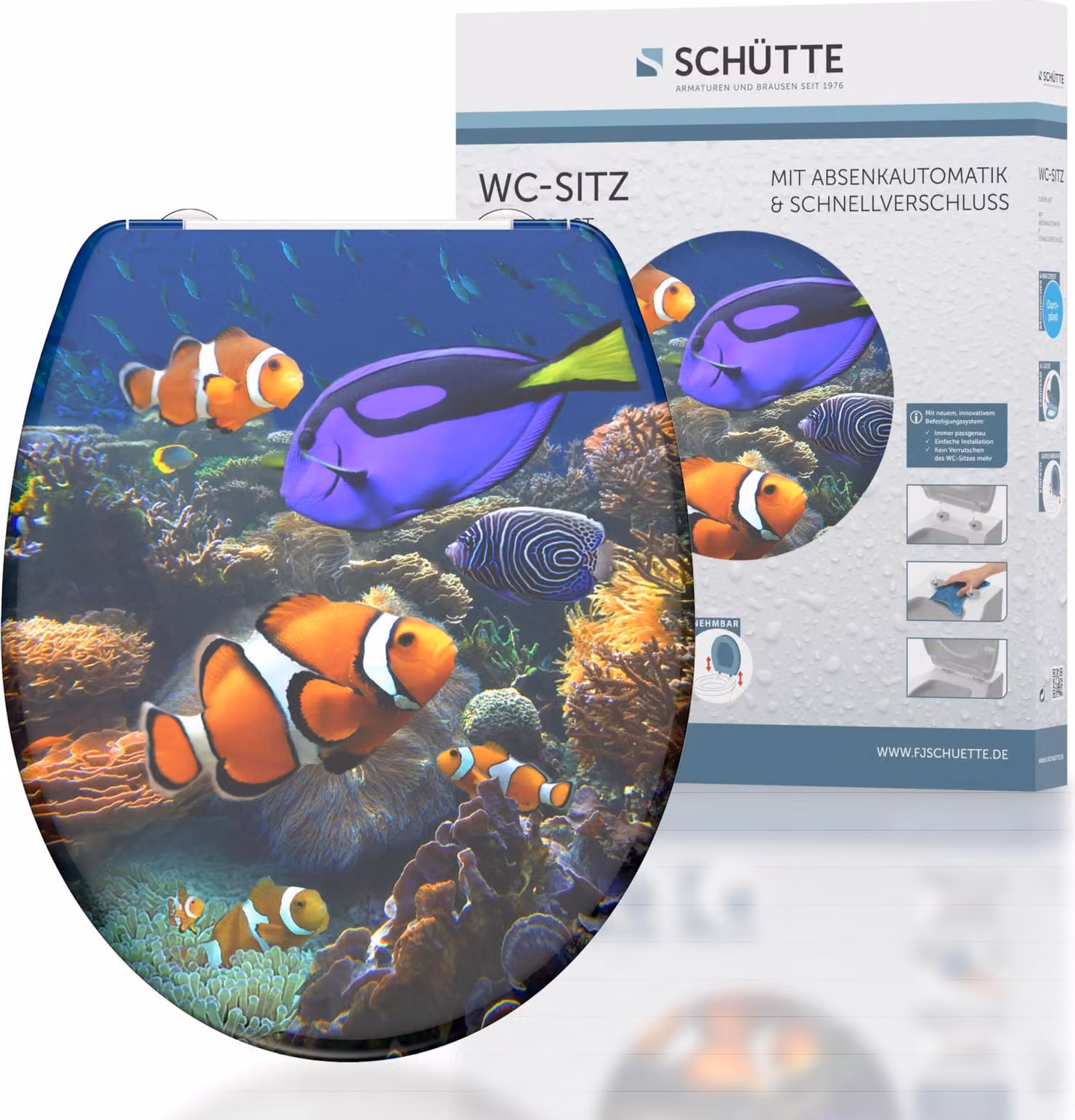SCHÜTTE Sedile per wc con chiusura ammortizzata SEA LIFE Duroplast Stampato