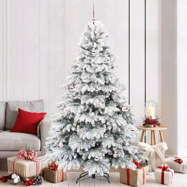 Albero di Natale artificiale moderno vidaXL bianco con 300 LED luce bianca calda in PE e PVC, Altezza: 210 cm – 1