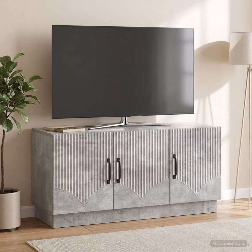Mobile TV moderno vidaXL in legno ingegnerizzato grigio cemento L: 99 cm, P: 34,5 cm, H: 47 cm