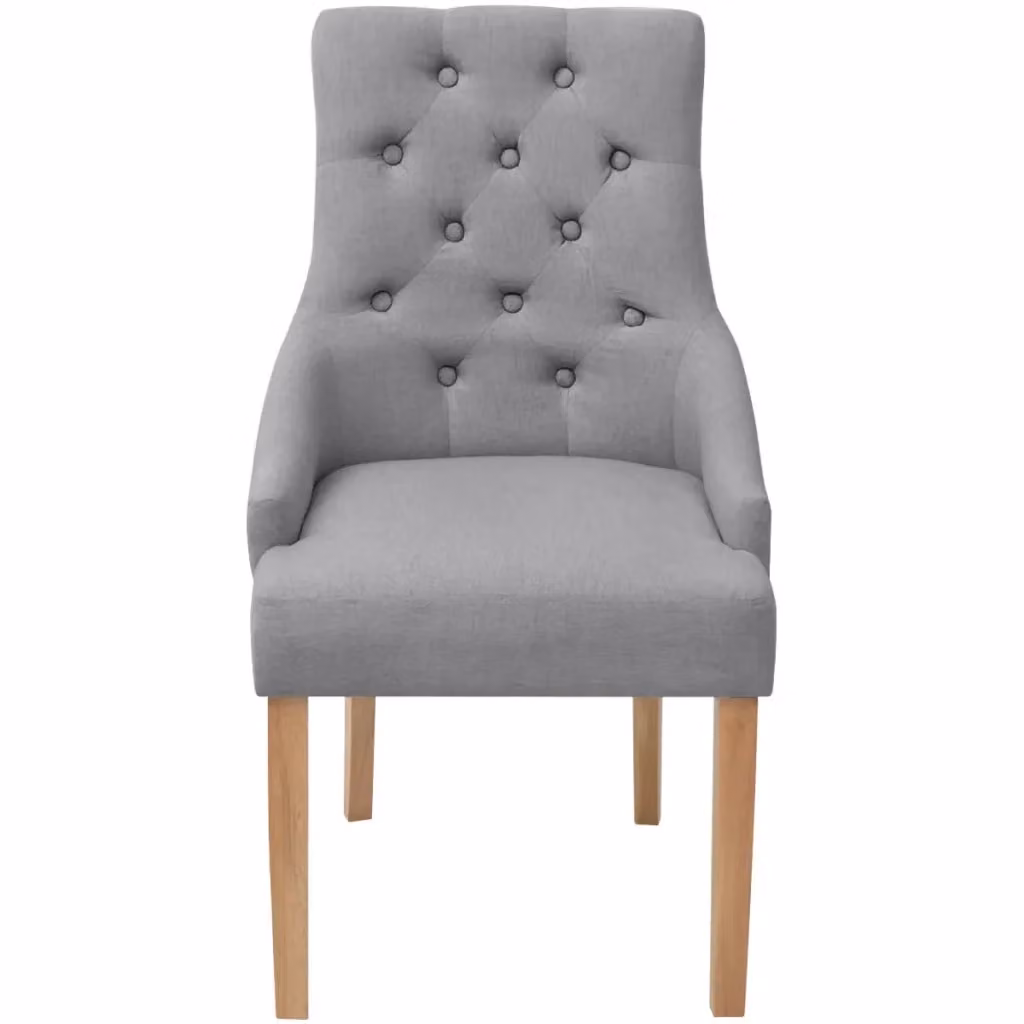 Set di 6 sedie da pranzo moderne vidaXL in tessuto grigio con struttura in legno rovere – 2