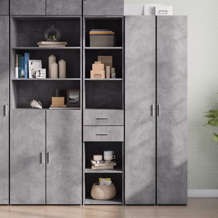 vidaXL Credenza Moderna in Legno Multistrato e MDF Grigio, L 40 cm x P 42,5 cm x H 185 cm
