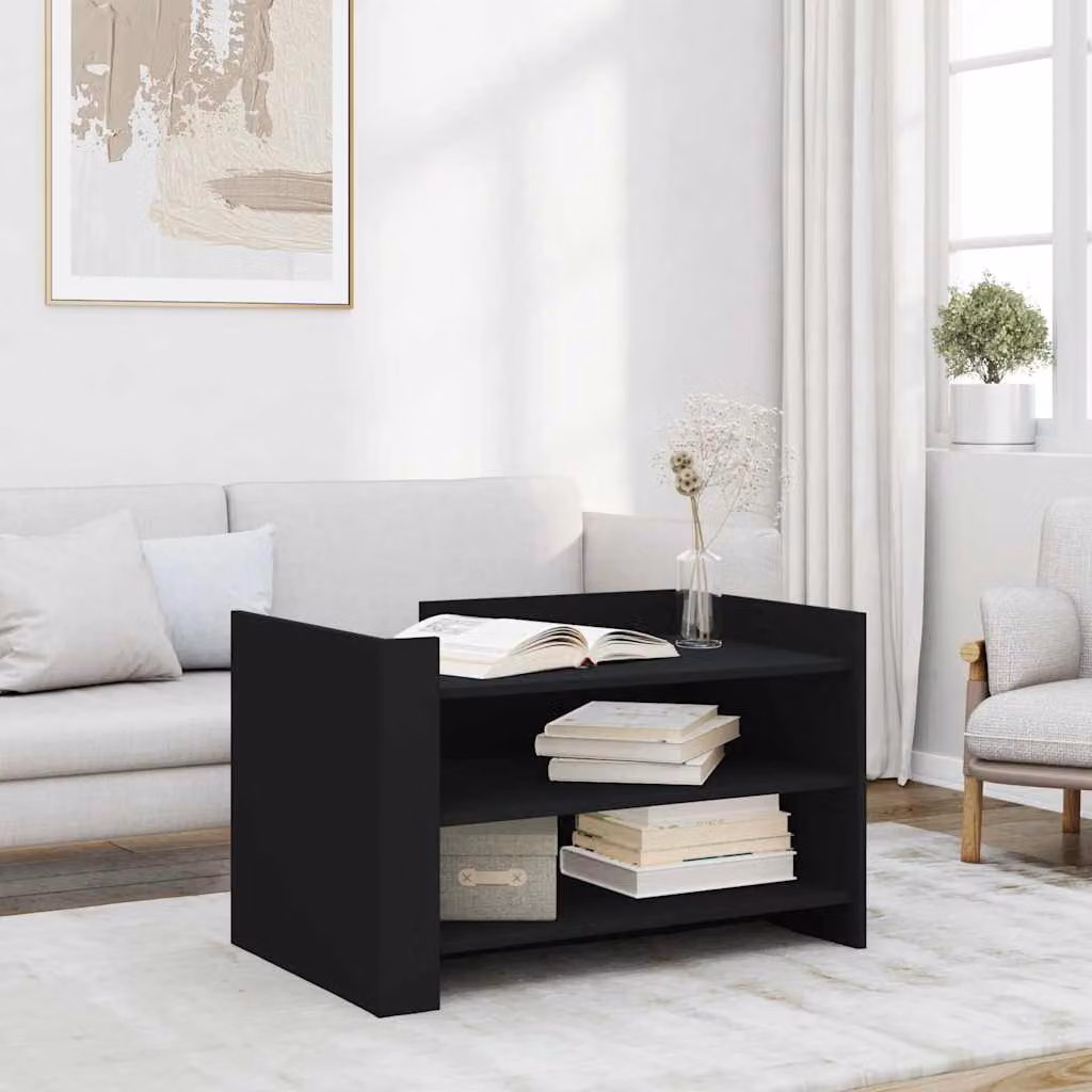 vidaXL Tavolino da Salotto Moderno Nero in Legno, L 80 x P 50 x H 50 cm