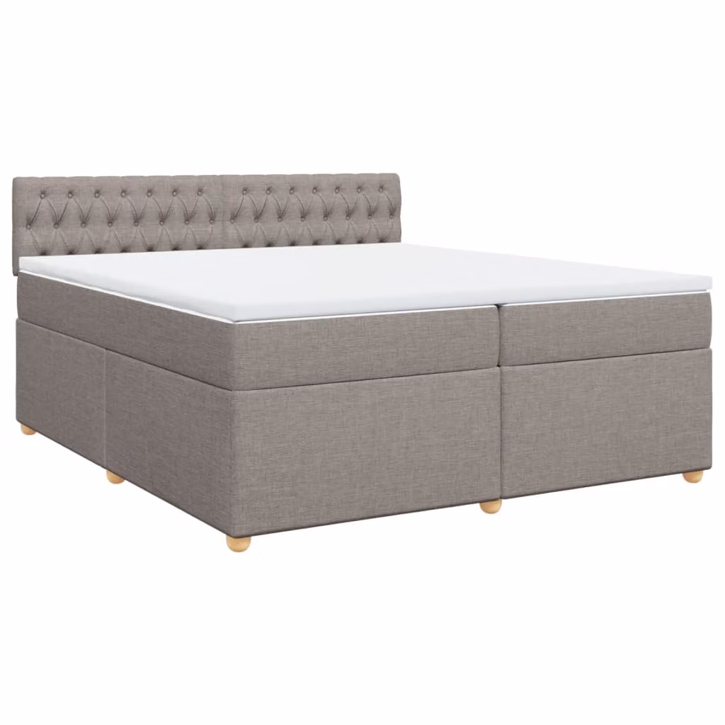 Letto a molle con materasso Taupe 200x200 cm in tessuto