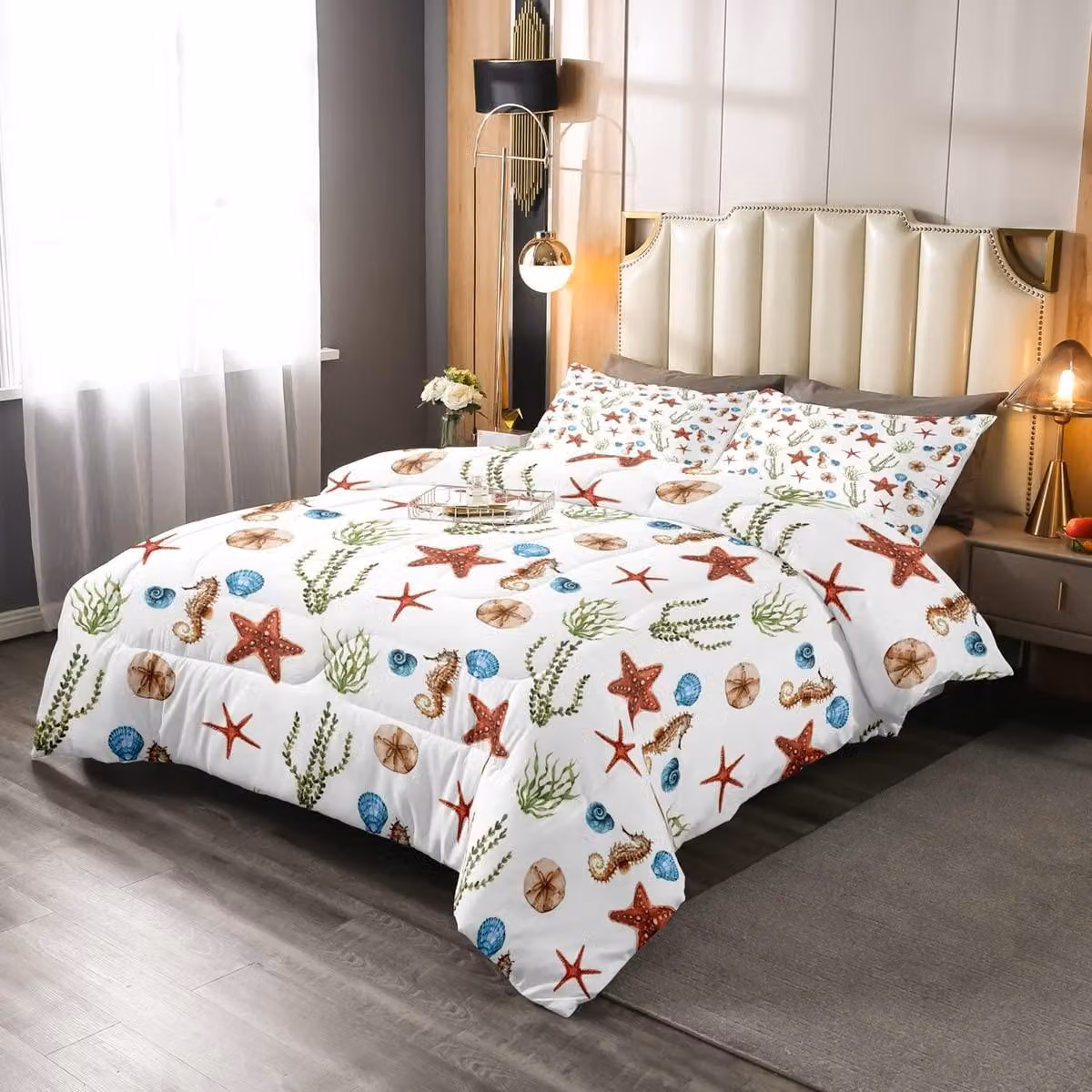 Set di lenzuola per letto reversibile a tema oceano per bambini