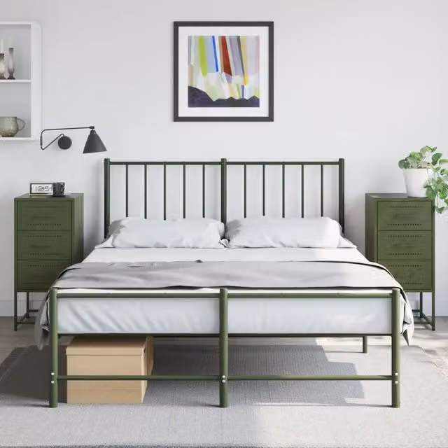 Set di 2 comodini Design Mania in metallo verde oliva, L 36 cm x P 39 cm x H 78 cm – 1