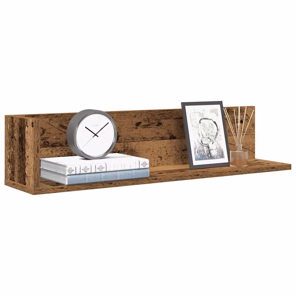 Set di 2 mensole da parete vidaXL in legno vecchio marrone, L 75 cm x P 16,5 cm x H 16,5 cm
