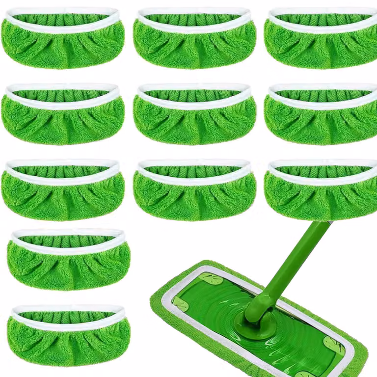 10 panni in microfibra per mocio, riutilizzabili, ad alta capacità di assorbimento, dimensioni 25,4 x 11,5 cm, colore verde