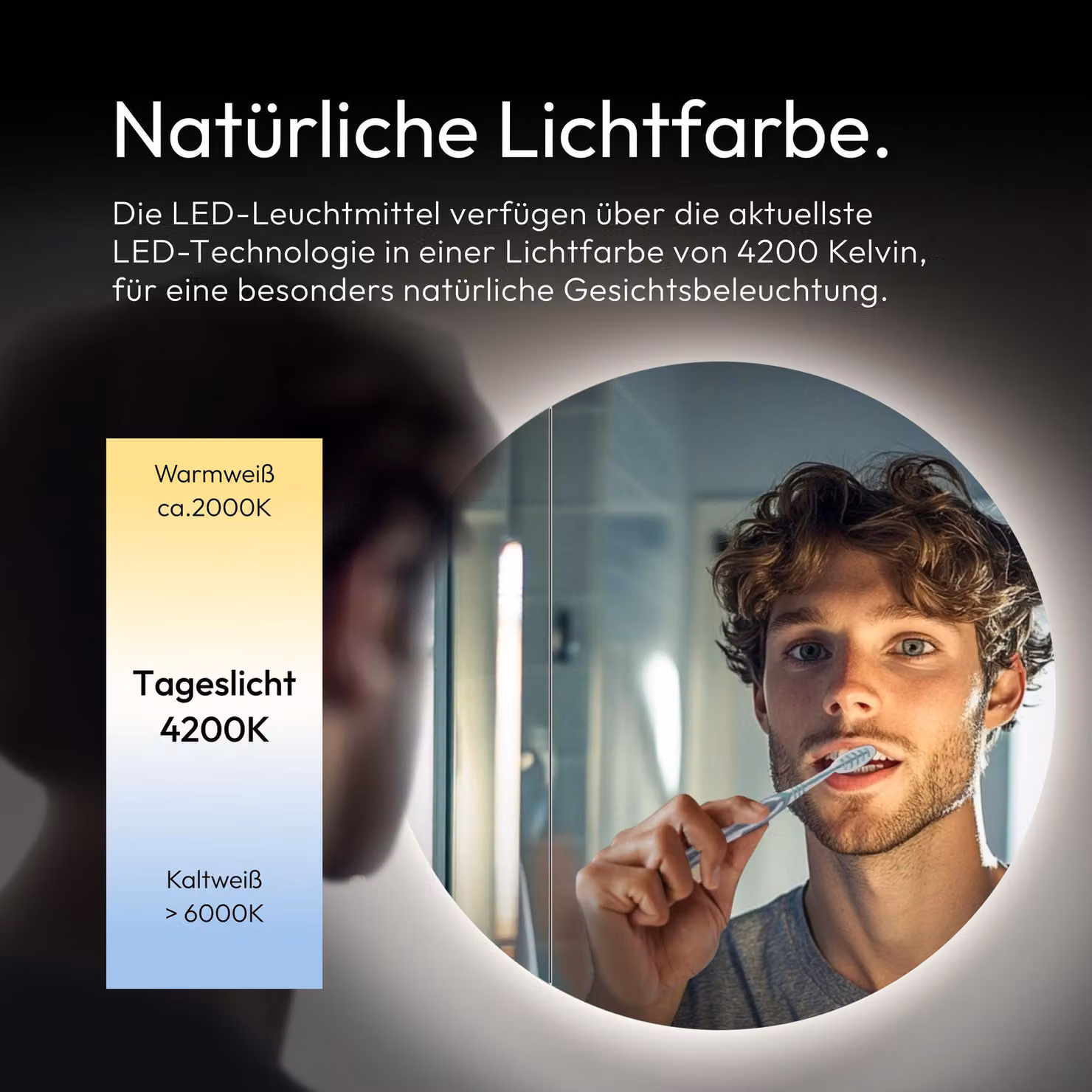 Specchiera LED Picasso Style, diametro: 60 cm, nero