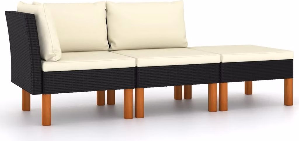 Maison Exclusive - Set da giardino a 3 pezzi in rattan sintetico e legno massello di eucalipto