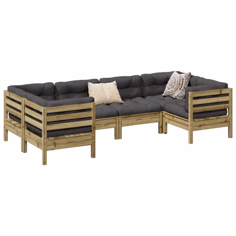 Maison Exclusive - Set da giardino composto da 6 pezzi con cuscini, in legno di pino trattato