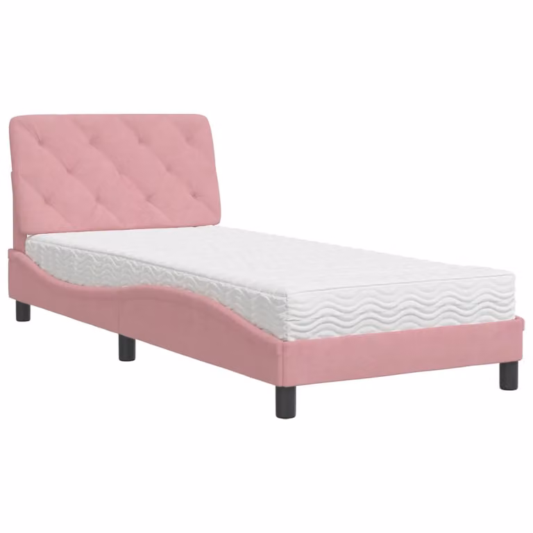 Letto con Materasso Rosa 80x200 cm in Velluto