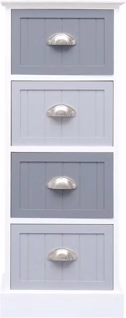 Mobiletto sospeso in legno e MDF stile shabby chic bianco e grigio L: 35 cm, P: 30 cm, H: 90 cm