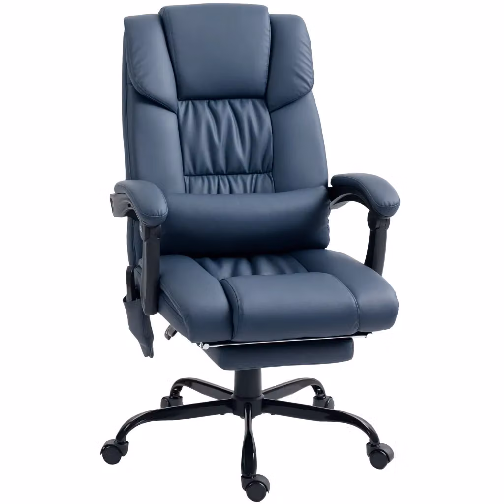 Poltrona Massaggiante Reclinabile Minimal Blu in Finta Pelle L/P/H: 66 x 75 x 122 cm – 2