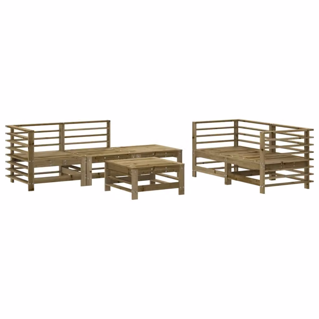 Set Salotto da Giardino 6 pz in Legno Impregnato di Pino