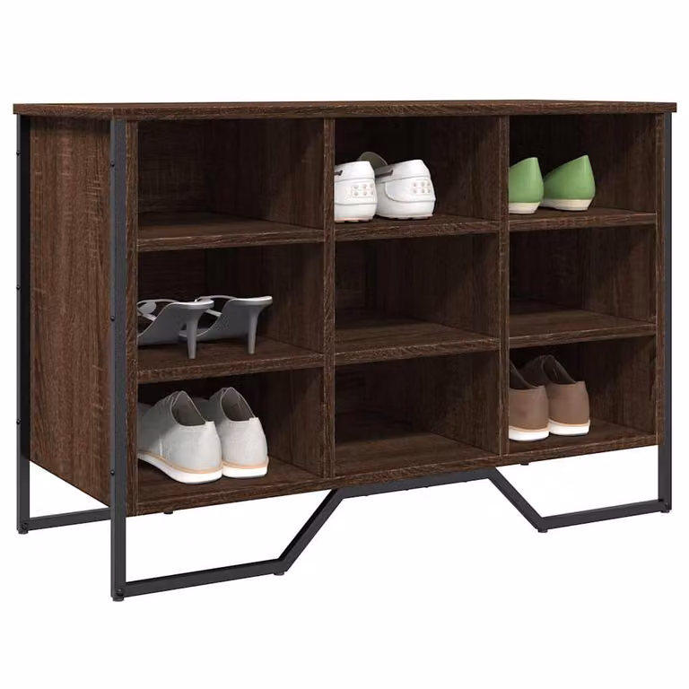 Scarpiera vidaXL in Rovere Marrone in Truciolato e Metallo L: 90 cm, P: 38 cm, H: 61,5 cm