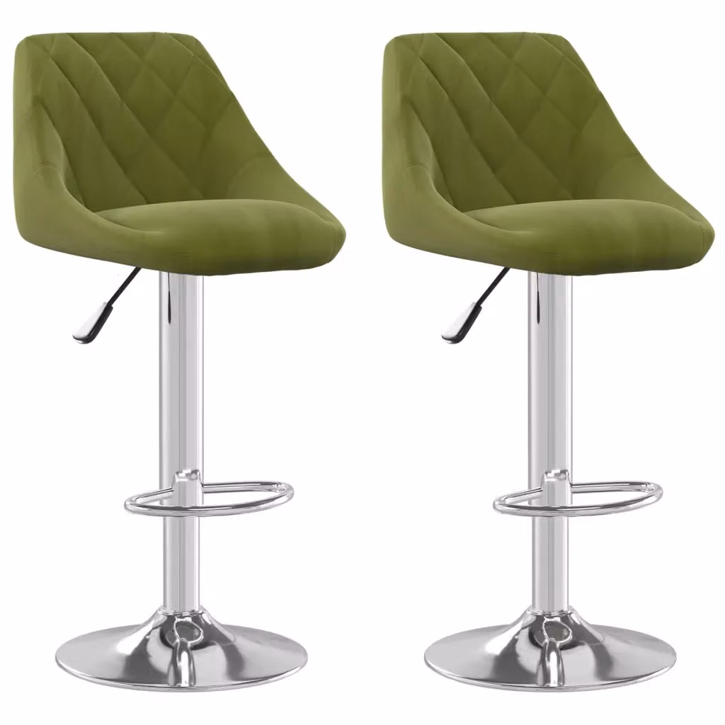 Set di 2 sgabelli da bar vidaXL in velluto verde con base girevole a 360 gradi – 2