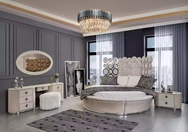 Schlafzimmer-Set modernes Bett + 2 Nachttische + Schminktisch