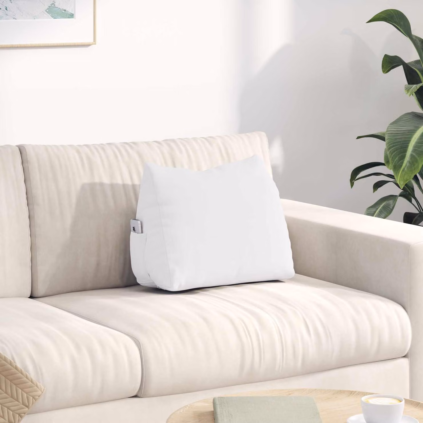 Cuscino a cuneo per schiena vidaXL bianco con rivestimento rimovibile in poliestere L 45 cm x P 20 cm x H 35 cm
