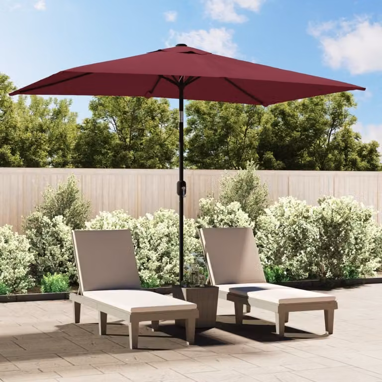The Living Store Ombrellone con asta in metallo 300 x 200 cm Rosso Bordeaux