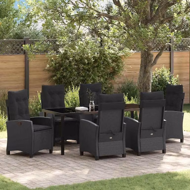 Maison Exclusive - Set da giardino per esterni, 7 pezzi, in rattan sintetico nero
