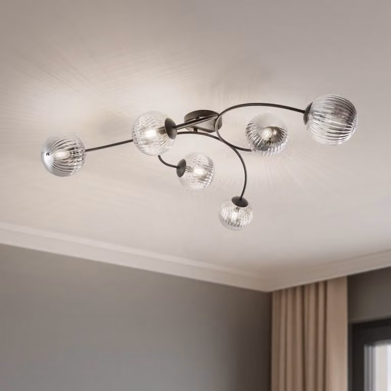 Plafoniera soffitto Vibra EMIBIG LIGHTING, dimmerabile, Alluminio / Grigio / Zincato, Soggiorno / Sala da pranzo, Vetro, Moderno, Plafoniera