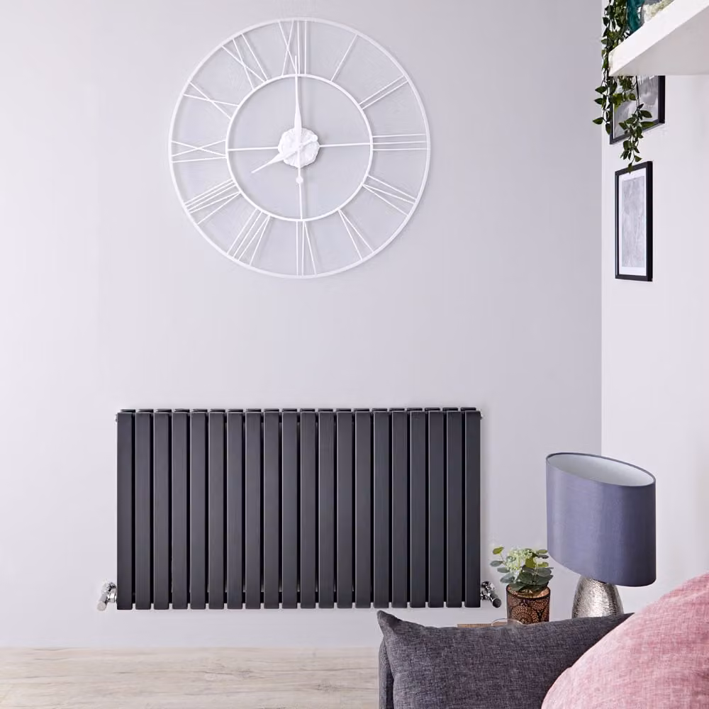 Radiatore Orizzontale Design Antracite 635x1180mm 1470W - Alta Potenza - Stile Moderno - Sloane