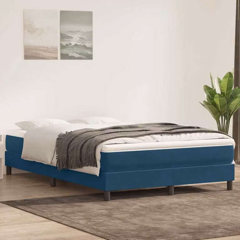 Letto a molle vidaXL in velluto blu con struttura imbottita L/P/H: 200 x 220 x 163 cm