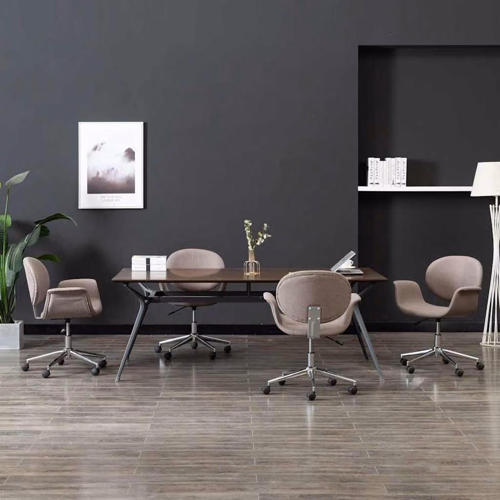 Set di 4 sedie da pranzo girevoli vidaXL in tessuto grigio con ruote e design moderno