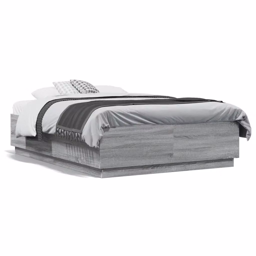 Letto Sonoma grigio vidaXL in legno multistrato L: 138 cm, P: 193 cm, H: 40 cm – 2
