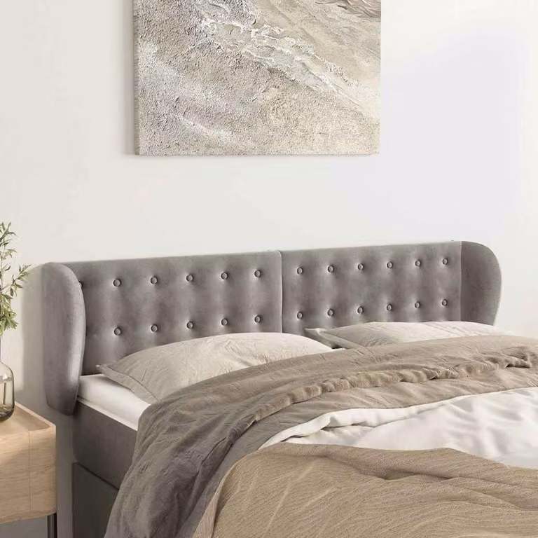 Testiera ad orecchio vidaXL in velluto grigio chiaro L: 147 cm, P: 23 cm, H: 78/88 cm