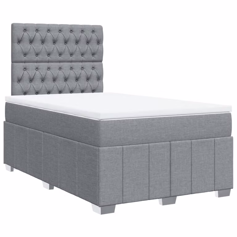 Giroletto a Molle con Materasso Grigio Chiaro 120x190cm Tessuto